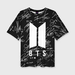 Женская футболка оверсайз BTS - Автографы