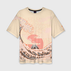Женская футболка оверсайз Бурные океанские волны на восходе солнца
