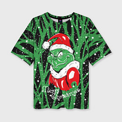 Женская футболка оверсайз Santa Claus, Grinch - Christmas thief