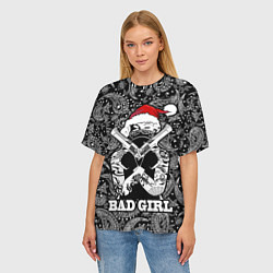 Футболка оверсайз женская Bad girl with guns in a bandana, цвет: 3D-принт — фото 2