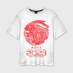 Женская футболка оверсайз Happy chinese New Year, 2023 year of the rabbit