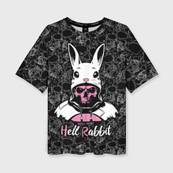Женская футболка оверсайз Hell rabbit, year of the rabbit