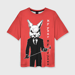 Женская футболка оверсайз Dangerous rabbit, my year - my rules