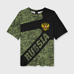 Женская футболка оверсайз Камуфляж - RUSSIA