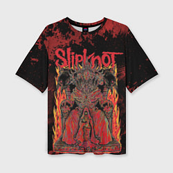 Женская футболка оверсайз Slipknot black and red