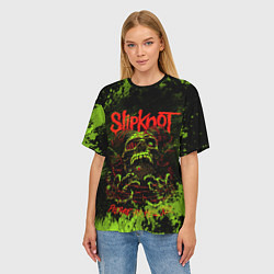 Футболка оверсайз женская Slipknot green череп, цвет: 3D-принт — фото 2