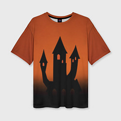 Женская футболка оверсайз Halloween - замок ведьм
