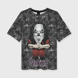 Женская футболка оверсайз Slipknot серый абстрактный фон