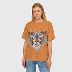 Футболка оверсайз женская Голова тигра в узорах, цвет: 3D-принт — фото 2