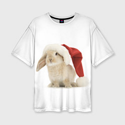 Женская футболка оверсайз Новогодний кролик - 2023
