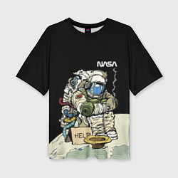 Женская футболка оверсайз NASA - Help! Astronaut - Joke