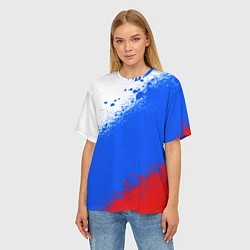 Футболка оверсайз женская Флаг России - триколор, цвет: 3D-принт — фото 2
