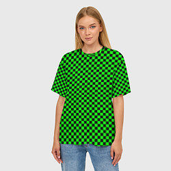 Футболка оверсайз женская Зелёная шахматка - паттерн, цвет: 3D-принт — фото 2