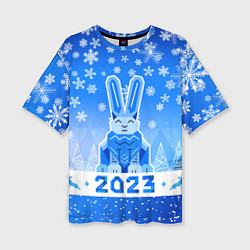 Женская футболка оверсайз Геометрический кролик 2023