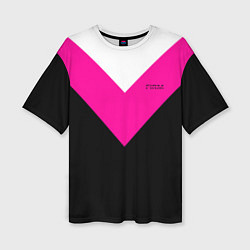 Женская футболка оверсайз FIRM черный с розовой вставкой