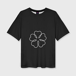 Женская футболка оверсайз Черный пятилистный клевер из аниме черный клевер -