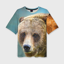 Женская футболка оверсайз Русский бурый медведь