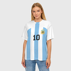 Футболка оверсайз женская Месси Аргентина ЧМ 2022, цвет: 3D-принт — фото 2