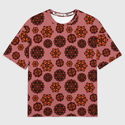 Женская футболка оверсайз Мандалы на сливовом фоне