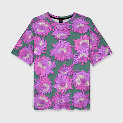 Женская футболка оверсайз Яркие хризантемы