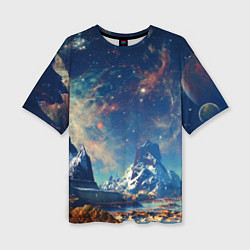 Женская футболка оверсайз Горы и бескрайний космос