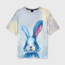 Женская футболка оверсайз Синий кролик на фоне неба