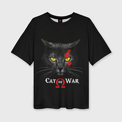 Женская футболка оверсайз Cat of war collab