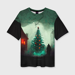 Футболка оверсайз женская Тёмное рождество, цвет: 3D-принт