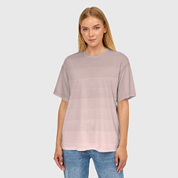 Футболка оверсайз женская Монохромный полосатый розовато-бежевый, цвет: 3D-принт — фото 2
