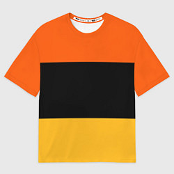 Женская футболка оверсайз Полосатый оранжевый с черной и белой полосой