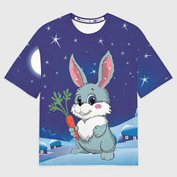 Футболка оверсайз женская Кролик с морковкой, цвет: 3D-принт