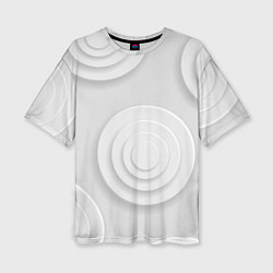 Женская футболка оверсайз Серый фон и абстрактные белые объёмные окружности