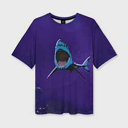 Женская футболка оверсайз Акула в синем море