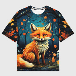 Футболка оверсайз женская Лиса в Folk Art стиле, цвет: 3D-принт
