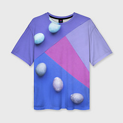 Женская футболка оверсайз Линии, фигуры, геометрия и сливы