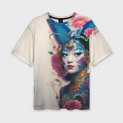 Женская футболка оверсайз Japan girl - tattoo - art