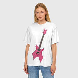 Футболка оверсайз женская Розовая гитара, цвет: 3D-принт — фото 2