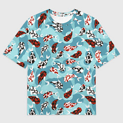 Футболка оверсайз женская Карпы кои - паттерн, цвет: 3D-принт