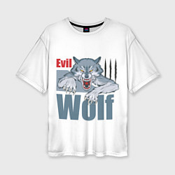 Женская футболка оверсайз Злой волк - оскал