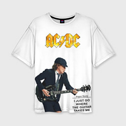 Женская футболка оверсайз Ангус Янг играющий на гитаре