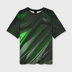 Футболка оверсайз женская Green black abstract, цвет: 3D-принт