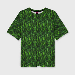 Футболка оверсайз женская Сочный узор из зеленой травки, цвет: 3D-принт