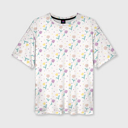 Женская футболка оверсайз Весенний паттерн с цветами
