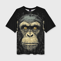 Женская футболка оверсайз Портрет обезьяны: арт нейросети
