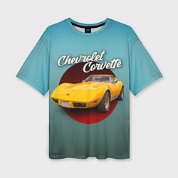 Женская футболка оверсайз Классический спорткар Chevrolet Corvette Stingray