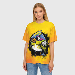 Футболка оверсайз женская Цветной воробей, цвет: 3D-принт — фото 2