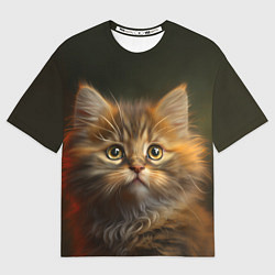 Футболка оверсайз женская Пушистый рыжий котенок, цвет: 3D-принт