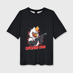 Футболка оверсайз женская Chicken gun pew pew, цвет: 3D-принт