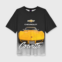 Женская футболка оверсайз Американская машина Chevrolet Corvette 70-х годов