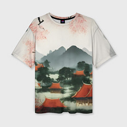 Женская футболка оверсайз Китайская деревня